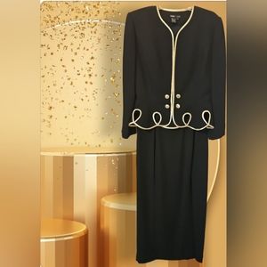 NWOT VINTAGE RIMINI FORMAL BLK / GOLD  BLAZER/SKIRT SET Size 10